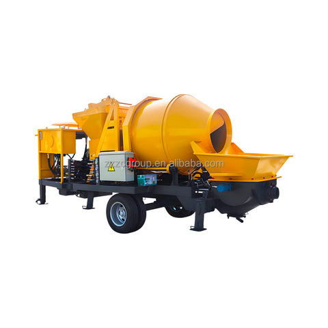 Máy trộn bê tông tự nạp di động 30m3/h có máy bơm