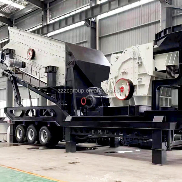 Máy nghiền đá di động tự động với máy cấp liệu rung và sàng cho ngành khai thác mỏ