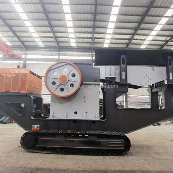 Máy nghiền hàm di động loại lốp xe Máy nghiền hàm đá vôi đá cẩm thạch đá granit Máy nghiền hàm di động